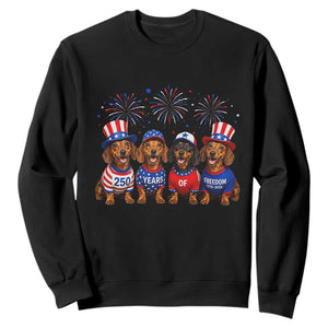 Vintage Patriotic Dachshund 250 Anniversary USA Sweatshirt Freedom 250 Years Weiner Dog Lovers Dad Mom