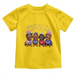 Vintage Patriotic Dachshund 250 Anniversary USA Toddler T Shirt Freedom 250 Years Weiner Dog Lovers Dad Mom