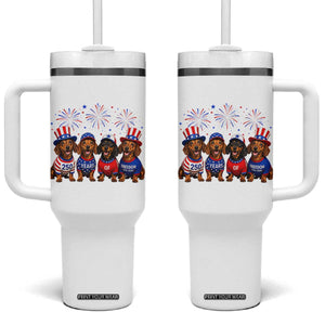 Vintage Patriotic Dachshund 250 Anniversary USA Tumbler With Handle Freedom 250 Years Weiner Dog Lovers Dad Mom
