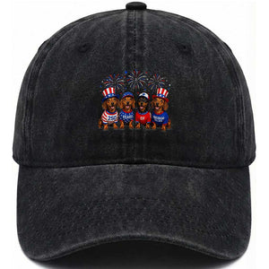 Vintage Patriotic Dachshund 250 Anniversary USA Washed Cotton Baseball Cap Freedom 250 Years Weiner Dog Lovers Dad Mom