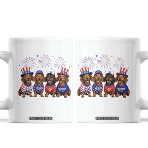Vintage Patriotic Dachshund 250 Anniversary USA Coffee Mug Freedom 250 Years Weiner Dog Lovers Dad Mom