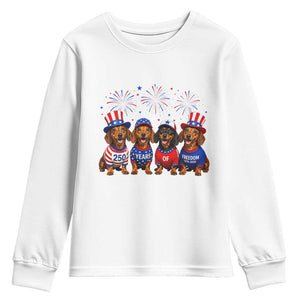 Vintage Patriotic Dachshund 250 Anniversary USA Youth Sweatshirt Freedom 250 Years Weiner Dog Lovers Dad Mom