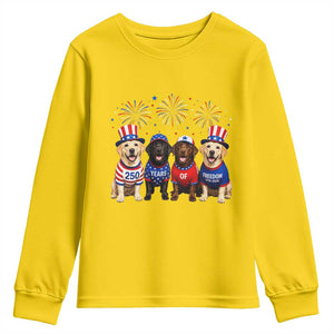 Labrador Retriever Americas 250th Anniversary Youth Sweatshirt 4th July US 250 Years Of Freedom Dog Lovers 1776 2026