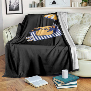 Funny Sausage Dog Throw Blanket Retro Summer Hot Dog Graphic Dachshund Dog Lover Gift