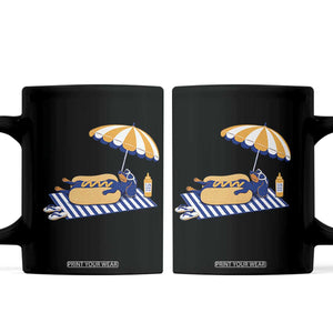 Funny Sausage Dog Coffee Mug Retro Summer Hot Dog Graphic Dachshund Dog Lover Gift