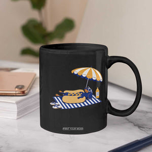 Funny Sausage Dog Coffee Mug Retro Summer Hot Dog Graphic Dachshund Dog Lover Gift