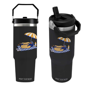 Funny Sausage Dog Flip Straw Tumbler Retro Summer Hot Dog Graphic Dachshund Dog Lover Gift