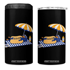 Funny Sausage Dog 4 in 1 Can Cooler Tumbler Retro Summer Hot Dog Graphic Dachshund Dog Lover Gift