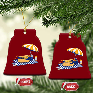 Funny Sausage Dog Ceramic Ornament Retro Summer Hot Dog Graphic Dachshund Dog Lover Gift