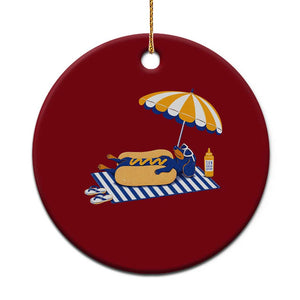 Funny Sausage Dog Ceramic Ornament Retro Summer Hot Dog Graphic Dachshund Dog Lover Gift