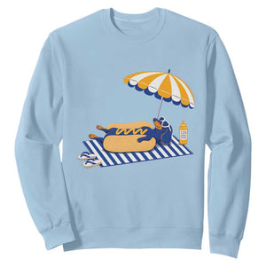 Funny Sausage Dog Sweatshirt Retro Summer Hot Dog Graphic Dachshund Dog Lover Gift