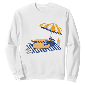 Funny Sausage Dog Sweatshirt Retro Summer Hot Dog Graphic Dachshund Dog Lover Gift