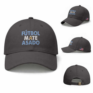 Futbol Mate Asado Argentina Soccer Fan Baseball Cap Argentinian Flag Pride Vintage Football Lovers TS10 Baseball Cap Universal Fit Dark Gray Print Your Wear
