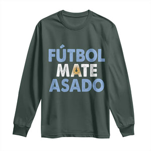 Futbol Mate Asado Argentina Soccer Fan Long Sleeve Shirt Argentinian Flag Pride Vintage Football Lovers TS10 Dark Forest Green Print Your Wear