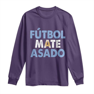Futbol Mate Asado Argentina Soccer Fan Long Sleeve Shirt Argentinian Flag Pride Vintage Football Lovers TS10 S Purple Print Your Wear