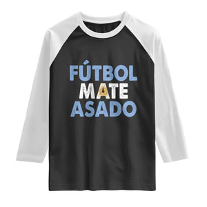 Futbol Mate Asado Argentina Soccer Fan Raglan Shirt Argentinian Flag Pride Vintage Football Lovers TS10 Black White Print Your Wear