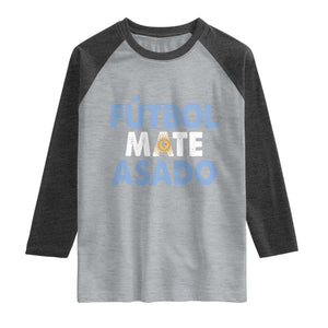 Futbol Mate Asado Argentina Soccer Fan Raglan Shirt Argentinian Flag Pride Vintage Football Lovers TS10 Heather Gray Heather Charcoal Print Your Wear
