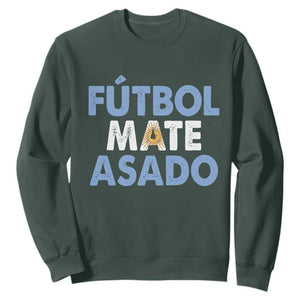 Futbol Mate Asado Argentina Soccer Fan Sweatshirt Argentinian Flag Pride Vintage Football Lovers TS10 Dark Forest Green Print Your Wear