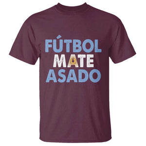 Futbol Mate Asado Argentina Soccer Fan T Shirt Argentinian Flag Pride Vintage Football Lovers TS10 Maroon Print Your Wear