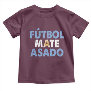 Futbol Mate Asado Argentina Soccer Fan Toddler T Shirt Argentinian Flag Pride Vintage Football Lovers TS10 Maroon Print Your Wear