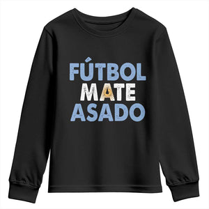Futbol Mate Asado Argentina Soccer Fan Youth Sweatshirt Argentinian Flag Pride Vintage Football Lovers TS10 Black Print Your Wear