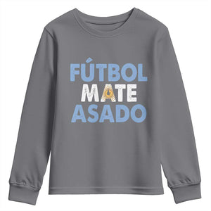 Futbol Mate Asado Argentina Soccer Fan Youth Sweatshirt Argentinian Flag Pride Vintage Football Lovers TS10 Charcoal Print Your Wear