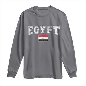 Vintage Egypt Long Sleeve Shirt Distressed Flag Patriotic Football Fan Pride Gift for Egyptians TS10 Charcoal Print Your Wear