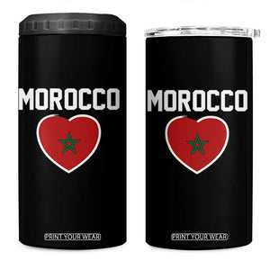 Morocco Heart Flag 4 in 1 Can Cooler Tumbler Patriotic Love Gift for Proud Moroccan TS10 One Size: 16 oz Black Print Your Wear