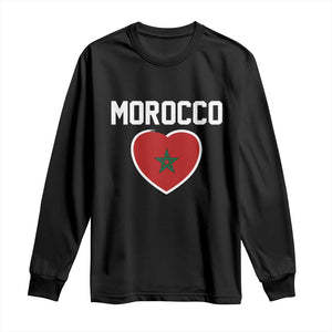 Morocco Heart Flag Long Sleeve Shirt Patriotic Love Gift for Proud Moroccan TS10 Black Print Your Wear