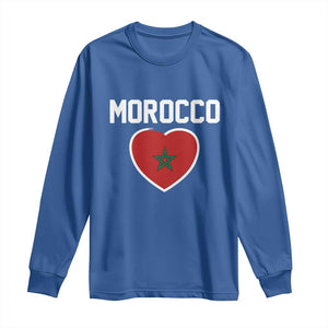 Morocco Heart Flag Long Sleeve Shirt Patriotic Love Gift for Proud Moroccan TS10 Royal Blue Print Your Wear