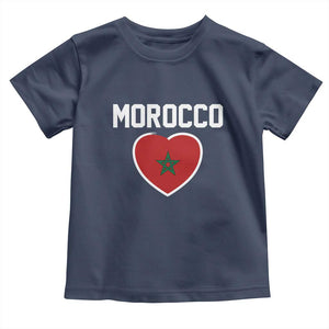 Morocco Heart Flag Toddler T Shirt Patriotic Love Gift for Proud Moroccan TS10 Navy Print Your Wear