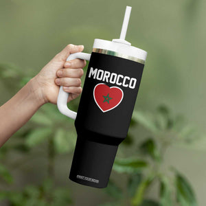 Morocco Heart Flag Tumbler With Handle Patriotic Love Gift for Proud Moroccan TS10 Print Your Wear