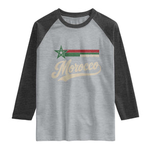 Morocco Raglan Shirt Limited Edition Vintage Moroccan Pride Retro TS10 Heather Gray Heather Charcoal Print Your Wear