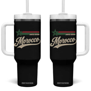 Morocco Tumbler With Handle Limited Edition Vintage Moroccan Pride Retro TS10 One Size: 40 oz Black Print Your Wear