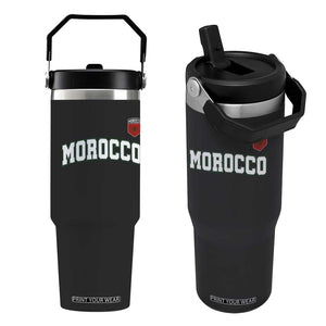 Morocco Moroccan Flag Vintage Pride Flip Straw Tumbler TS10 One Size: 30 oz Black Print Your Wear