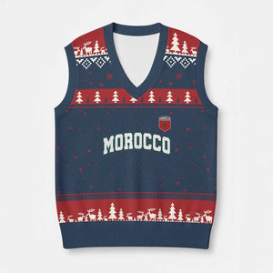 Morocco Moroccan Flag Vintage Pride V-Neck Knit Sweater Vest TS10 Navy Red Print Your Wear