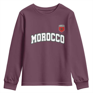 Morocco Moroccan Flag Vintage Pride Youth Sweatshirt TS10 Maroon Print Your Wear