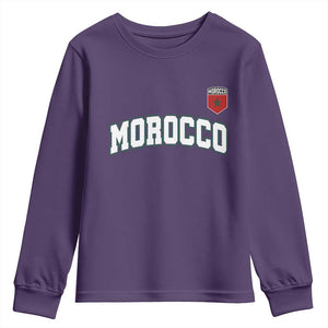 Morocco Moroccan Flag Vintage Pride Youth Sweatshirt TS10 Purple Print Your Wear