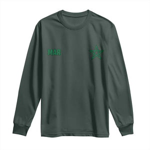 Morocco Long Sleeve Shirt Green Star Minimalist Patriotic Pride Gift for Proud Moroccan TS10 Dark Forest Green Print Your Wear