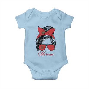 Morocco Girl Baby Onesie Moroccan Princess Morocco Flag Messy Bun TS10 Light Blue Print Your Wear