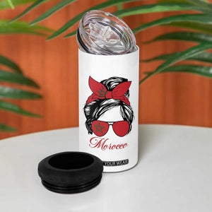 Morocco Girl 4 in 1 Can Cooler Tumbler Moroccan Princess Morocco Flag Messy Bun TS10 Print Your Wear