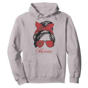 Morocco Girl Hoodie Moroccan Princess Morocco Flag Messy Bun TS10 Ice Gray Print Your Wear
