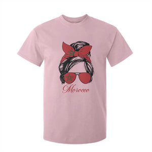 Morocco Girl T Shirt For Kid Moroccan Princess Morocco Flag Messy Bun TS10 Light Pink Print Your Wear