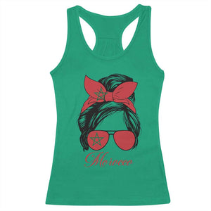 Morocco Girl Racerback Tank Top Moroccan Princess Morocco Flag Messy Bun TS10 Irish Green Print Your Wear