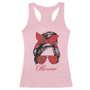 Morocco Girl Racerback Tank Top Moroccan Princess Morocco Flag Messy Bun TS10 Light Pink Print Your Wear