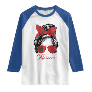 Morocco Girl Raglan Shirt Moroccan Princess Morocco Flag Messy Bun TS10 White Royal Print Your Wear