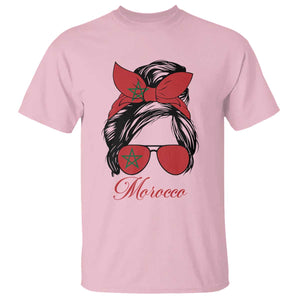 Morocco Girl T Shirt Moroccan Princess Morocco Flag Messy Bun TS10 Light Pink Print Your Wear