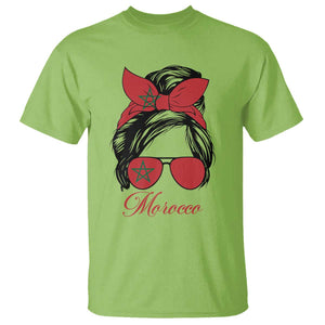 Morocco Girl T Shirt Moroccan Princess Morocco Flag Messy Bun TS10 Print Your Wear