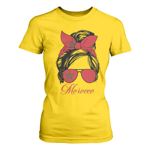 Morocco Girl T Shirt For Women Moroccan Princess Morocco Flag Messy Bun TS10 Daisy Print Your Wear