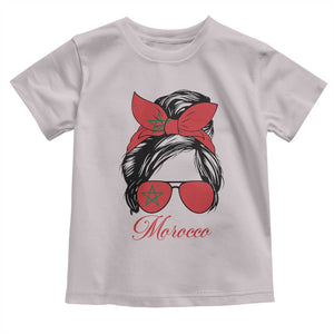 Morocco Girl Toddler T Shirt Moroccan Princess Morocco Flag Messy Bun TS10 Ice Gray Print Your Wear